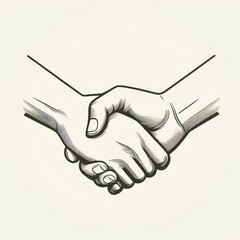 Obraz premium Handshake between two people, line art.