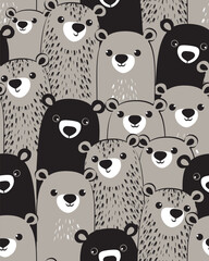 Pretty little fluffy bears seamless pattern. Vector illustration