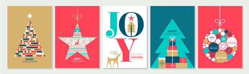 2024 Merry Christmas and Happy New Year greeting cards set. Vector illustration concepts for background, greeting card, party invitation card, website banner, social media banner, marketing material - 667138486