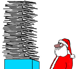 Santa has big pile of wishes