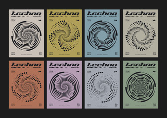 Modern Geometric Circle Shape Pattern. Retro Techno Spiral Poster. Optical Illusion Round background. Swiss Design Cover. Bauhaus Graphic Design Elements.