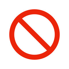 Forbidden red traffic sign, prohibited icon, warning, simple outline flat style illustration.