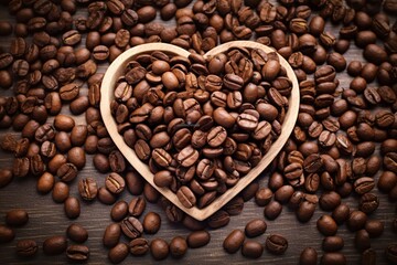 Obraz premium coffee bean heart shaped background 
