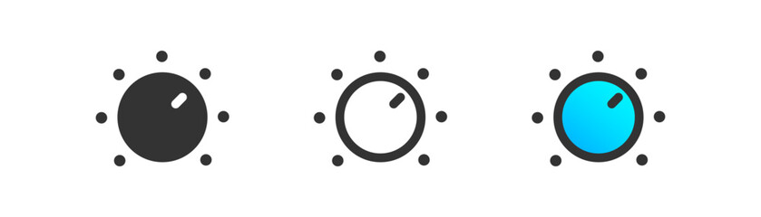 Adjustment dial icon, rotary settings adjustment, min to max round controller simple outline flat style vector illustration. - obrazy, fototapety, plakaty