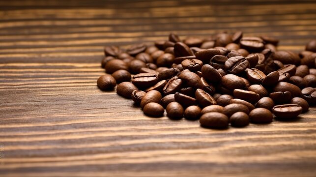 coffee bean on wooden table background 