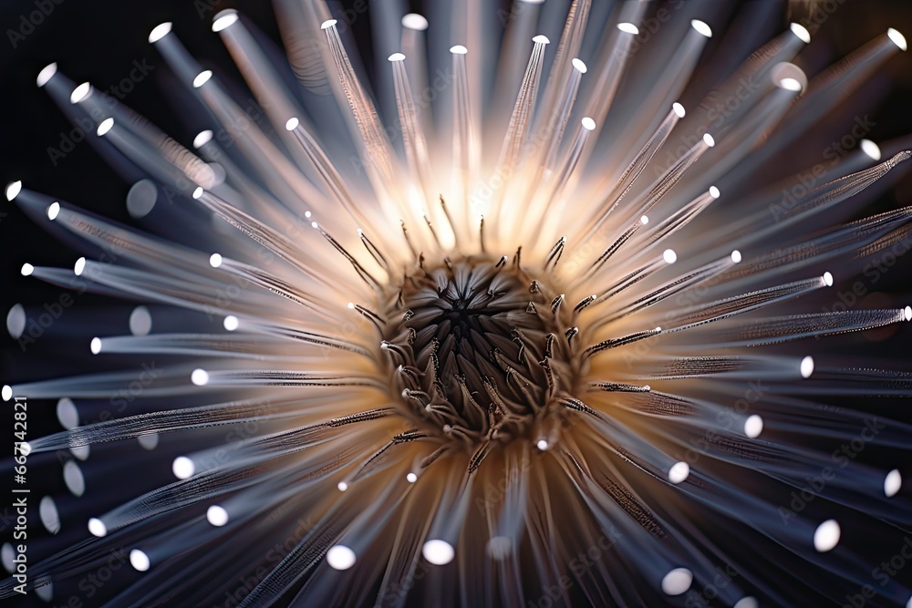 Poster a close up of a flower with many lights on it. generative ai