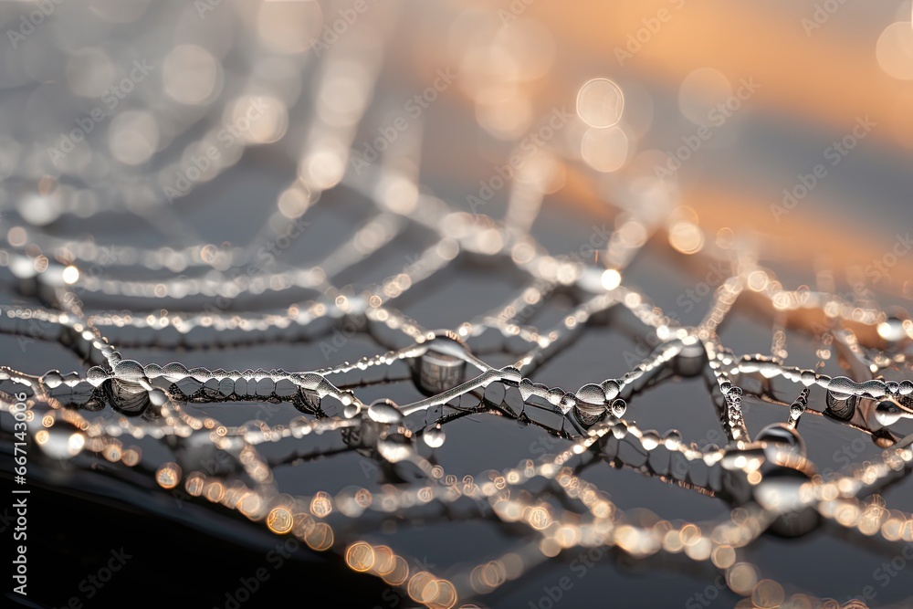 Poster a close up of a chain of beads on a table. generative ai