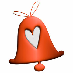 Bell with pink heart 3D design design.