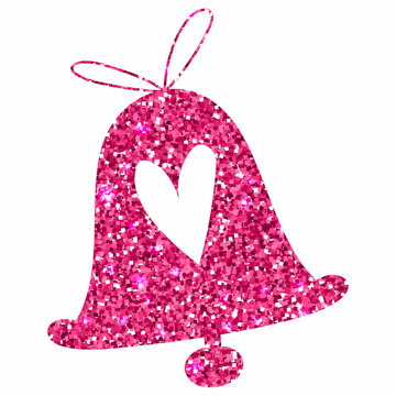 Bell with pink heart decoration design.
