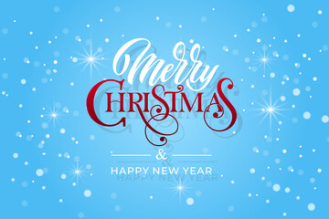 Merry Christmas and Happy New Year hand lettering calligraphy. Vector holiday illustration element.