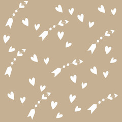 Background with hearts beige boho valentines day decoration design