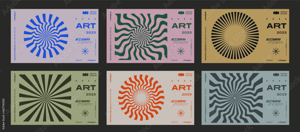 Poster minimal bauhaus abstract posters set. swiss design composition with geometric shapes. modern pattern