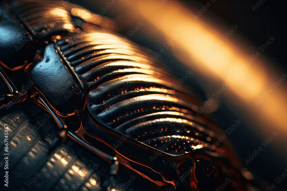 Poster a close up of a metal object with a blurry background. generative ai