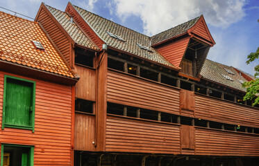 The famous Bryggen in Bergen, Norway. Colorful wooden houses.
