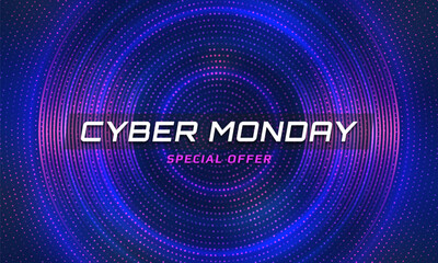 Cyber Monday banner. Promotion sale poster. Vector illustration.