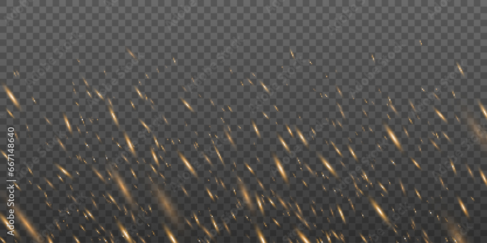 Poster dynamic random fire particles isolated on dark transparent background. fire dust effect for your des