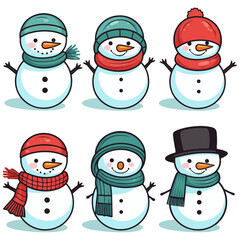 Set of christmas snowman vector art icon design 
