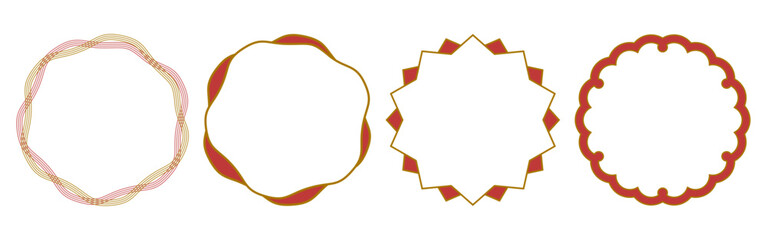 シンプルな和風フレームのセット、ベクター
