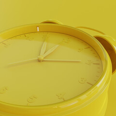 Yellow Analog Clock with Yellow Background