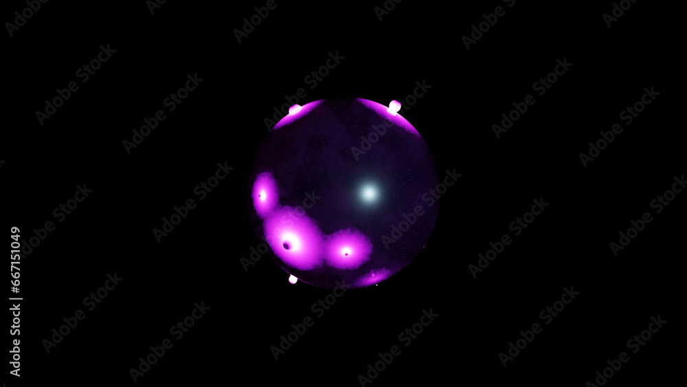 Poster 3d rendering of an abstract sphere and a lot of droplets that fly apart. abstract 3d illustration. f