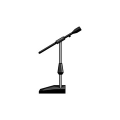 audio microphone stand cartoon. sound stage, speech radio, speak voice audio microphone stand sign. isolated symbol vector illustration