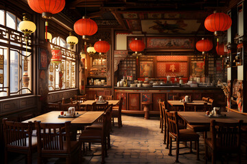 Traditional chinese restaurant - obrazy, fototapety, plakaty