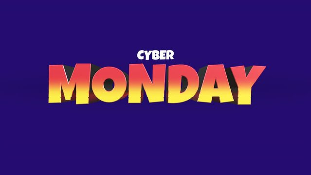 Cartoon Cyber Monday text on clean blue gradient. Style for promotional and advertising campaigns, this motion abstract background adds playful, holiday-inspired touch to seasonal sales strategy