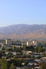Fototapeta premium Panjakent view from the ancient part with ruins of Ancient Panjakent, Tajikistan