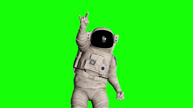 astronaut is going to mars is doing a rock and roll metal hard rock dance