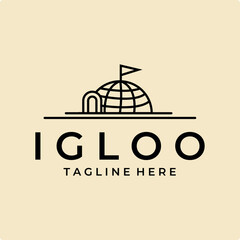 igloo house logo line art vector simple illustration template icon graphic design