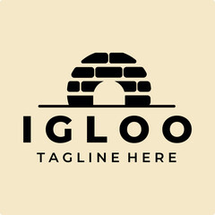 igloo house logo vector vintage simple illustration template icon graphic design