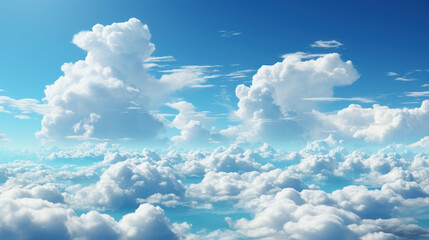 Naklejka na ściany i meble A Canvas of Serenity: White Clouds in Blue Sky. Generative AI