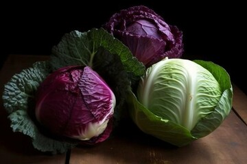 Description: red and green cabbage. Generative AI