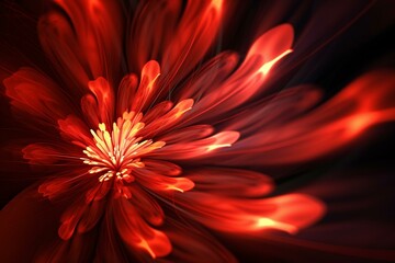 Abstract red flower rays. Generative AI