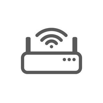 recommend clip art: Wireless modem icon thin line style in black color