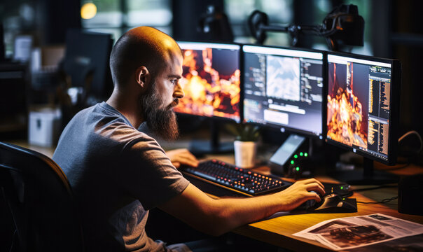 Dedicated Computer Programmer Engaged in Software Development