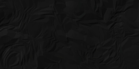 Dark black wrinkled paper crumpled texture. black fabric textured crumpled black paper background. panorama black paper texture background, crumpled pattern texture background.