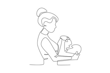 A concept of a heartbroken woman. Breakup one-line drawing