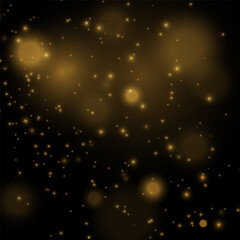 Fototapeta na wymiar Starry gold dust, flash light spark, sparkle stars