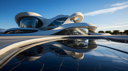 Reflections of Tomorrow: A Futuristic Building's Architectural 