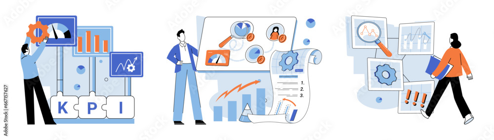 Poster key metrics. vector illustration. key metrics provide valuable insights into business performance ef