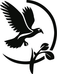 illustration, bird, eagle, vector, silhouette, flying, animal, 
