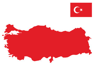 Map of Turkey with Turkish flag.