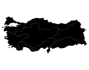 Turkey map with main regions. Map of Turkey