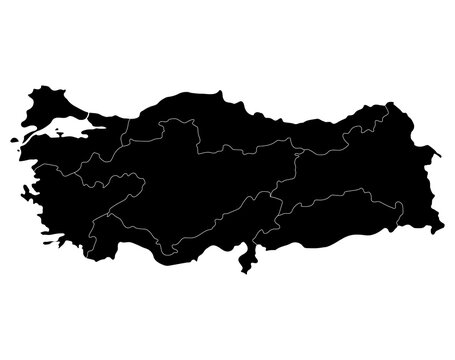 Turkey map with main regions. Map of Turkey