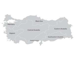 Fototapeta premium Turkey map with main regions. Map of Turkey