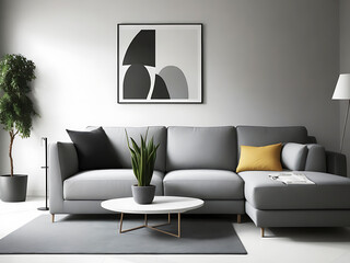 The interior modern living room with  sofa and wall