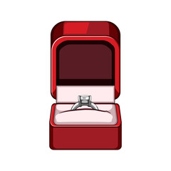 romantic proposal ring box cartoon. wedding jewelry, romance marriage, diamond relationship romantic proposal ring box sign. isolated symbol vector illustration