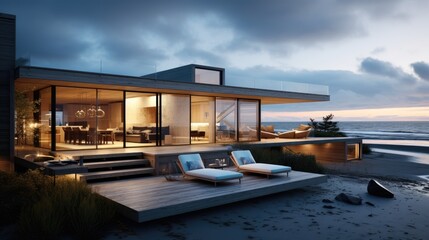 Fototapeta premium Modern, luxury house on the beach