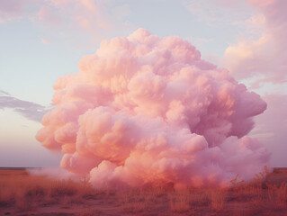 pink explosion, landscape, cloud